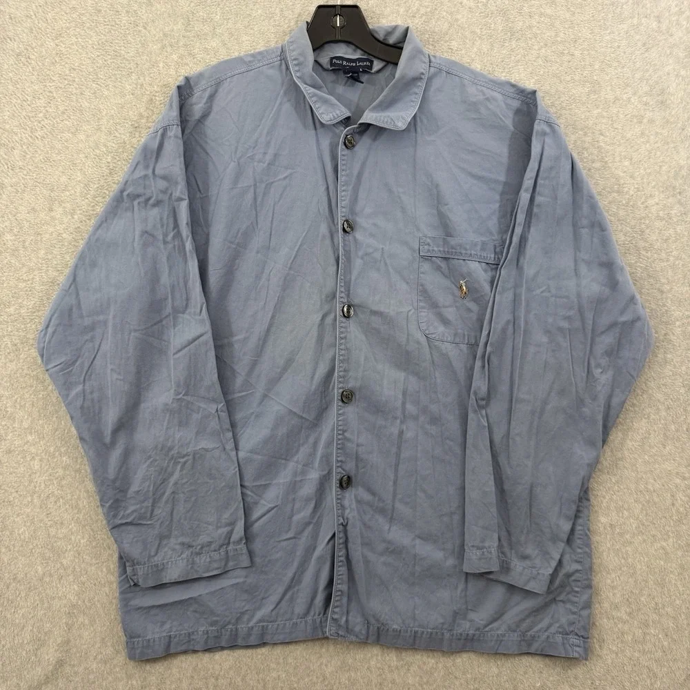 Polo Ralph Lauren Blue Cotton Pajama Top L Oversized Sleep Shirt